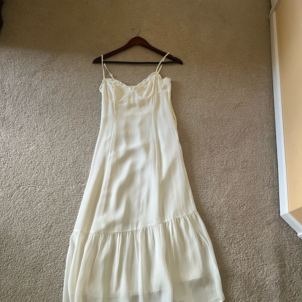 Wilfred Cream Spaghetti-Strap Midi Dress